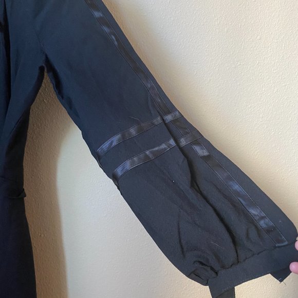 Vintage Long-Sleeve Black Linen Cottagecore Prairie Lolita Dress S - Picture 11 of 12